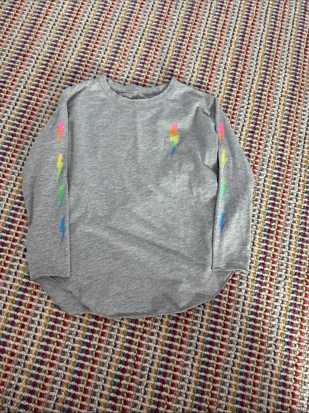 Chaser Kids Gray Long-Sleeve Tee with Rainbow Lightning Bolts